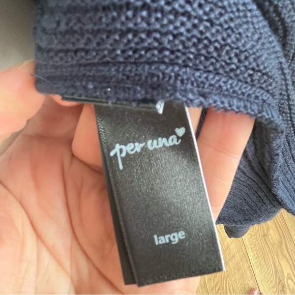 Per una knit waterfall Long cardigan Navy Blue Size Large BNWT - Picture 7 of 12